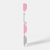 繊細なピンクとグレーのチェック iPhoneケース (左側面)