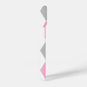 繊細なピンクとグレーのチェック iPhoneケース (右側面)