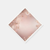 繊細なピンクとバラ金ゴールドフローラ スタンダードカクテルナプキン (角)
