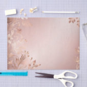 繊細なピンクとバラ金ゴールドフローラ 薄葉紙 (クラフト)