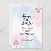 繊細なピンクとブルーの結婚式招待状 招待状 (正面)