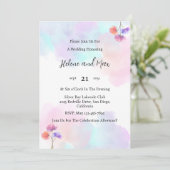 繊細なピンクとブルーの結婚式招待状 招待状 (スタンド正面)