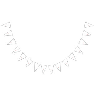 繊細なピンクと茶色の花がきれいな白を飾る バンティングフラッグ