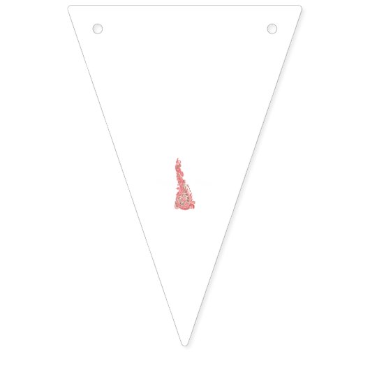 繊細なピンクと茶色の花がきれいな白を飾る バンティングフラッグ (第3の旗)