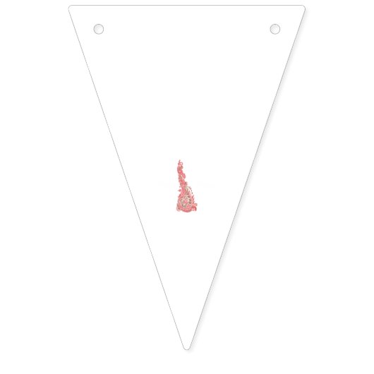 繊細なピンクと茶色の花がきれいな白を飾る バンティングフラッグ (第1の旗)