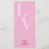 繊細なピンクと赤結婚の メニュー (裏面)