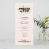 繊細なピンクと黄色の花のブーケ＆パターン 招待状 (スタンド正面)