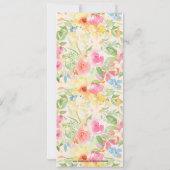 繊細なピンクと黄色の花のブーケ＆パターン 招待状 (裏面)