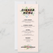 繊細なピンクと黄色の花の花束とパターン 招待状 (正面)