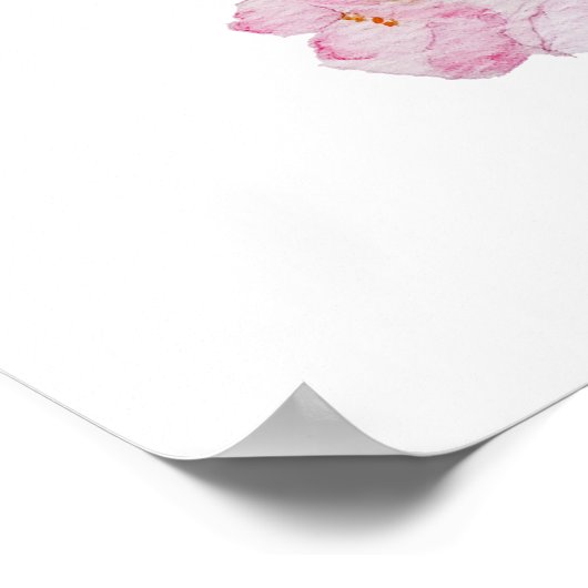 繊細なピンクのさくらんぼの花の水色2024 2 ポスター (角)