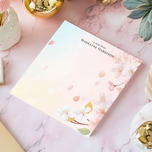繊細なピンクのさくらんぼの花パーソナライズされたの名前 ノートパッド