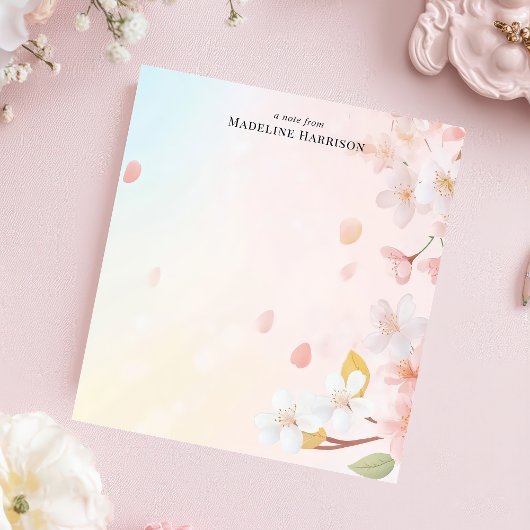 繊細なピンクのさくらんぼの花パーソナライズされたの名前 ノートパッド