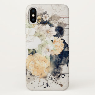繊細なピンクのオレンジ色のフローラブルーの水色スプラッシュ iPhone X ケース