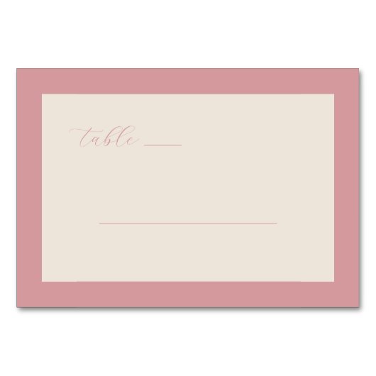 繊細なピンクのカリグラフィーテーブル テーブルナンバー (正面)