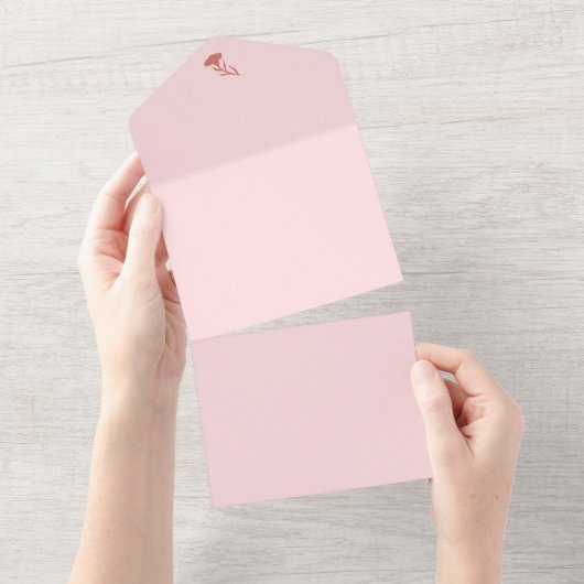 繊細なピンクのカーネーションとグリーン離れフローラ オールインワン招待状 (貼ってはがせる)