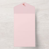 繊細なピンクのカーネーションとグリーン離れフローラ オールインワン招待状 (内側)