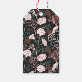 繊細なピンクのカーネーションとグリーン離れフローラ ギフトタグ