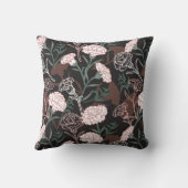 繊細なピンクのカーネーションとグリーン離れフローラ クッション (裏面)