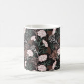 繊細なピンクのカーネーションとグリーン離れフローラ コーヒーマグカップ (中央)