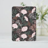 繊細なピンクのカーネーションとグリーン離れフローラ サンキューカード (スタンド正面)