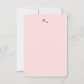 繊細なピンクのカーネーションとグリーン離れフローラ サンキューカード (裏面)