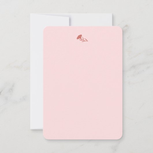 繊細なピンクのカーネーションとグリーン離れフローラ サンキューカード (裏面)