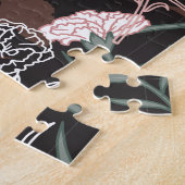 繊細なピンクのカーネーションとグリーン離れフローラ ジグソーパズル (側面)