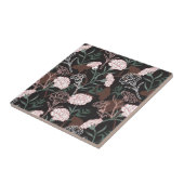 繊細なピンクのカーネーションとグリーン離れフローラ タイル (側面)