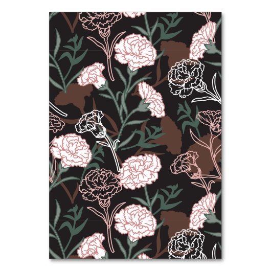 繊細なピンクのカーネーションとグリーン離れフローラ テーブルナンバー (正面)