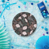 繊細なピンクのカーネーションとグリーン離れフローラ ペーパープレート (パーティー)