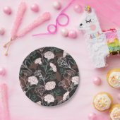 繊細なピンクのカーネーションとグリーン離れフローラ ペーパープレート (パーティー)