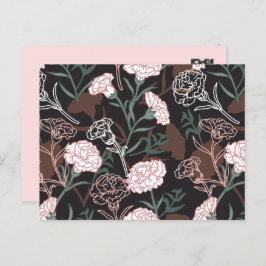 繊細なピンクのカーネーションとグリーン離れフローラ ポストカード