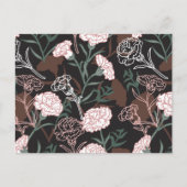 繊細なピンクのカーネーションとグリーン離れフローラ ポストカード (正面)