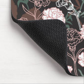 繊細なピンクのカーネーションとグリーン離れフローラ マウスパッド (コーナー)