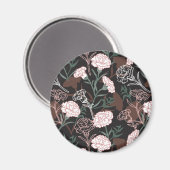 繊細なピンクのカーネーションとグリーン離れフローラ マグネット (正面/裏面)