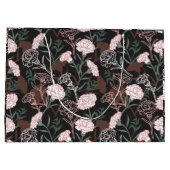 繊細なピンクのカーネーションとグリーン離れフローラ ラージペーパーバッグ (裏面)