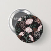 繊細なピンクのカーネーションとグリーン離れフローラ 缶バッジ (正面&裏面)