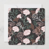 繊細なピンクのカーネーションと緑の葉の花束 シーズンカード (正面)