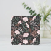 繊細なピンクのカーネーションと緑の葉の花束 シーズンカード (スタンド正面)