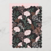 繊細なピンクのカーネーションと緑の葉の花束 シーズンカード (正面/裏面)