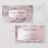 繊細なピンクのグリッター大理石の名刺 名刺 (正面/裏面)