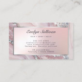 繊細なピンクのグリッター大理石の名刺 名刺 (裏面)