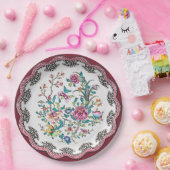 繊細なピンクのシノワズリーブロッサム フェイクチャイナ ペーパープレート (パーティー)