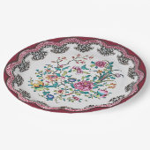 繊細なピンクのシノワズリーブロッサム フェイクチャイナ ペーパープレート (アングル)