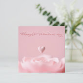 繊細なピンクのハートの花バレンタイン シーズンカード (スタンド正面)