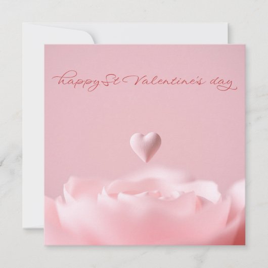 繊細なピンクのハートの花バレンタイン シーズンカード (正面)