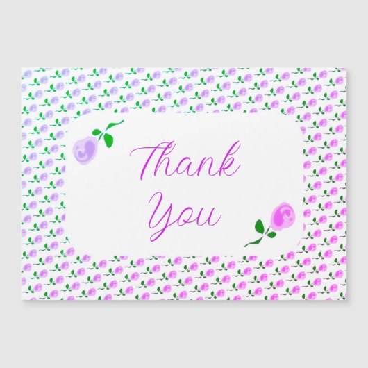 繊細なピンクのバラありがとう磁気カード (正面)