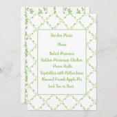 繊細なピンクのバラとアイビートレリスのメニューカード メニュー (正面/裏面)