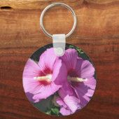 繊細なピンクのバラのシャロン/ハイビスカス写真 キーホルダー (正面)