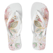 繊細なピンクのフローラビーチサンダル ビーチサンダル (フットベッド)